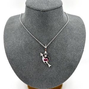 925 Solid Sterling Silver Heart & Arrow Pendant Necklace